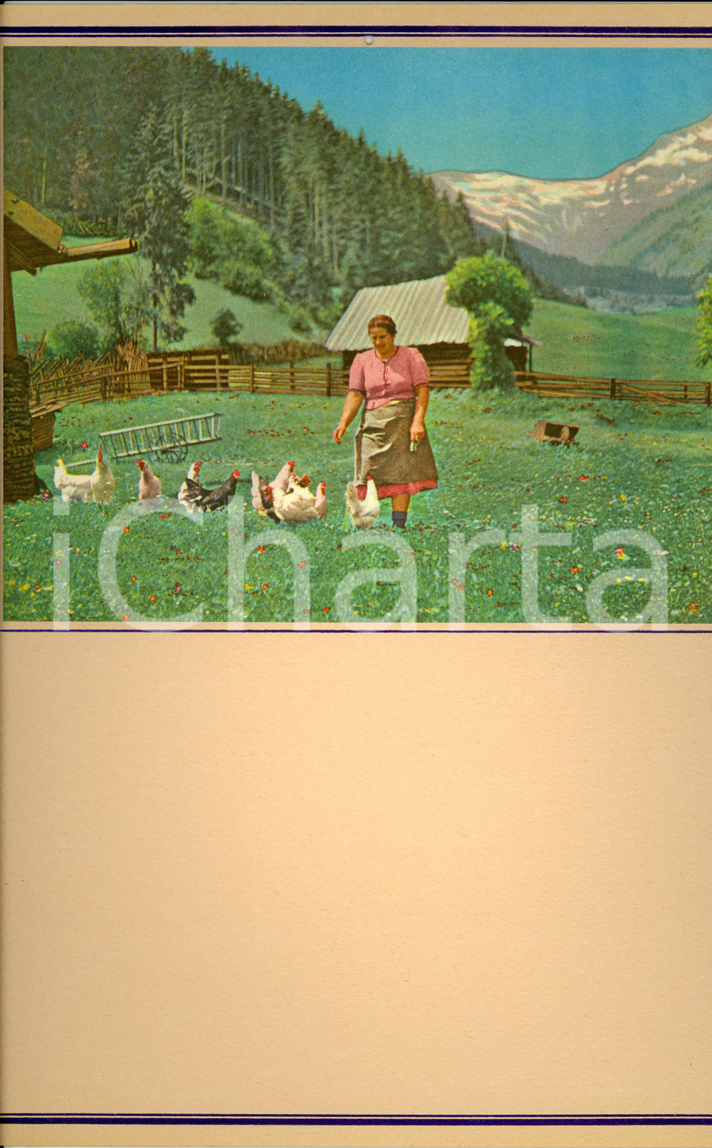 Oggetto da collezione cartaceo 1955 ca MODERNARIATO Calendario perpetuo VINTAGE Contadina 25x35 2 1