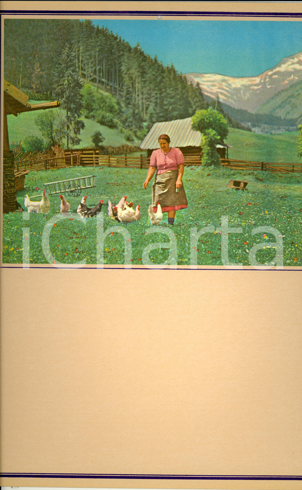 Oggetto da collezione cartaceo 1955 ca MODERNARIATO Calendario perpetuo VINTAGE Contadina 25x35 3 1