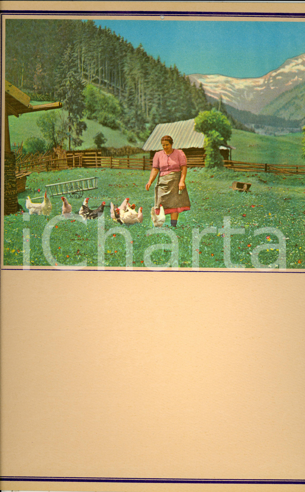 Oggetto da collezione cartaceo 1955 ca MODERNARIATO Calendario perpetuo VINTAGE Contadina 25x35 4 1