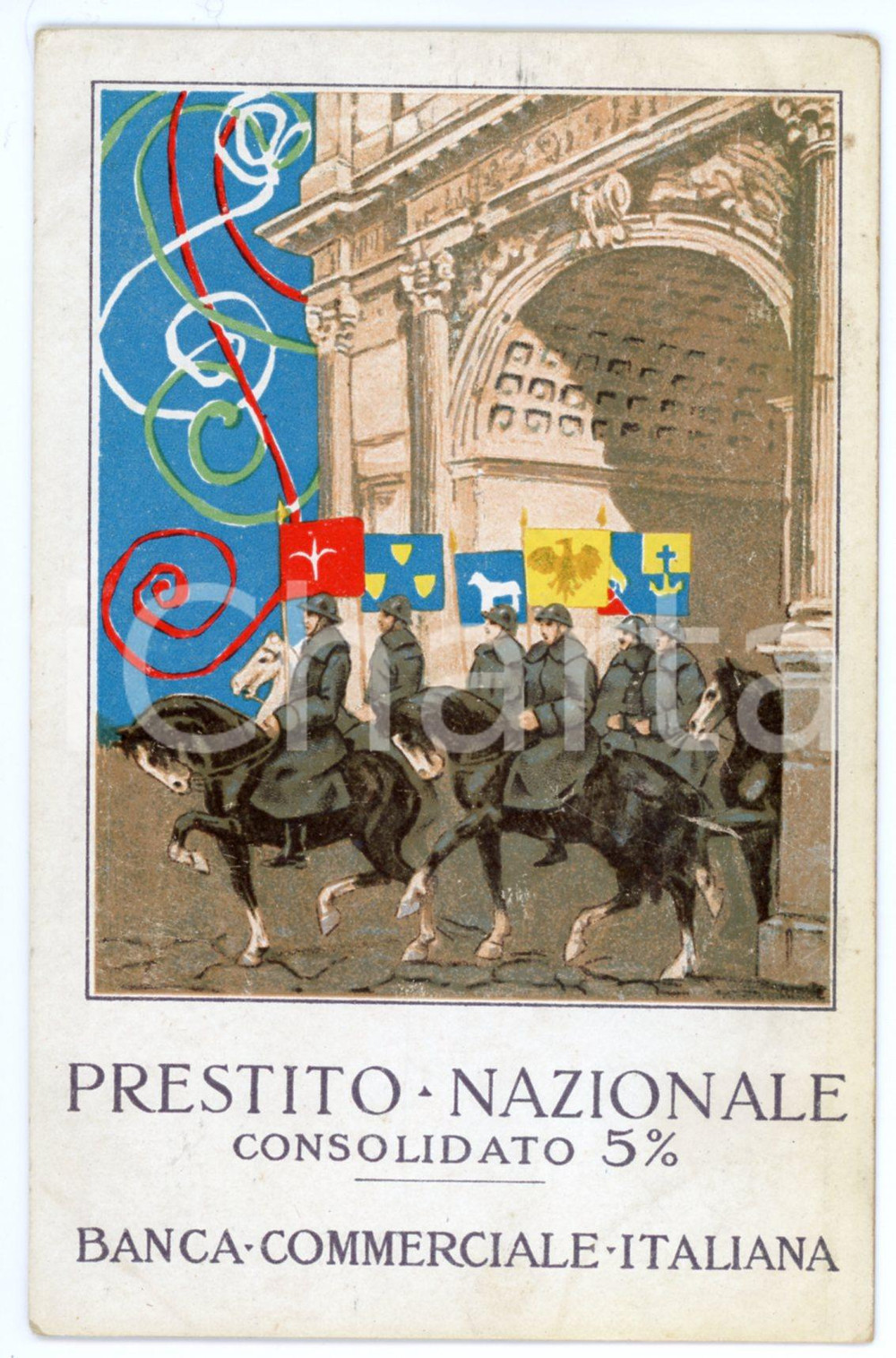 1915 ca WW1 - BANCA COMMERCIALE ITALIANA Prestito nazionale ^Cartolina FP NV  Cartolina postale d'epoca, non viaggiata. FAIR/discreto Smussature agli angoli Formato: FP originale e autentica 1