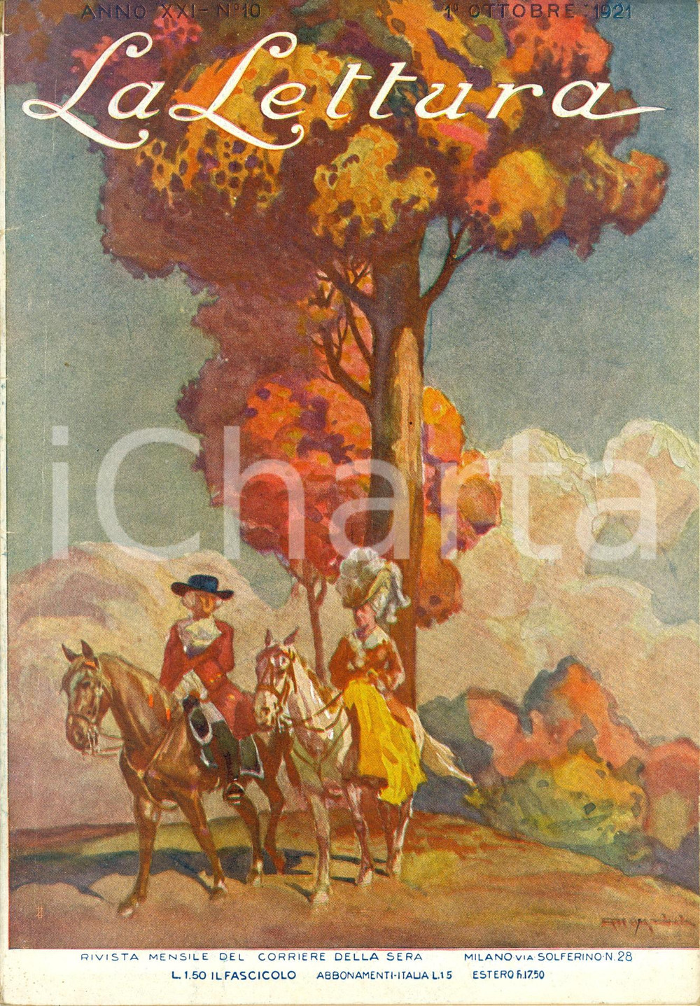 Giornale, rivista storica 1921 LA LETTURA Domenico CASTORINA e Giovanni VERGA *Ill. MAGRINI Anno XXI n°10 1