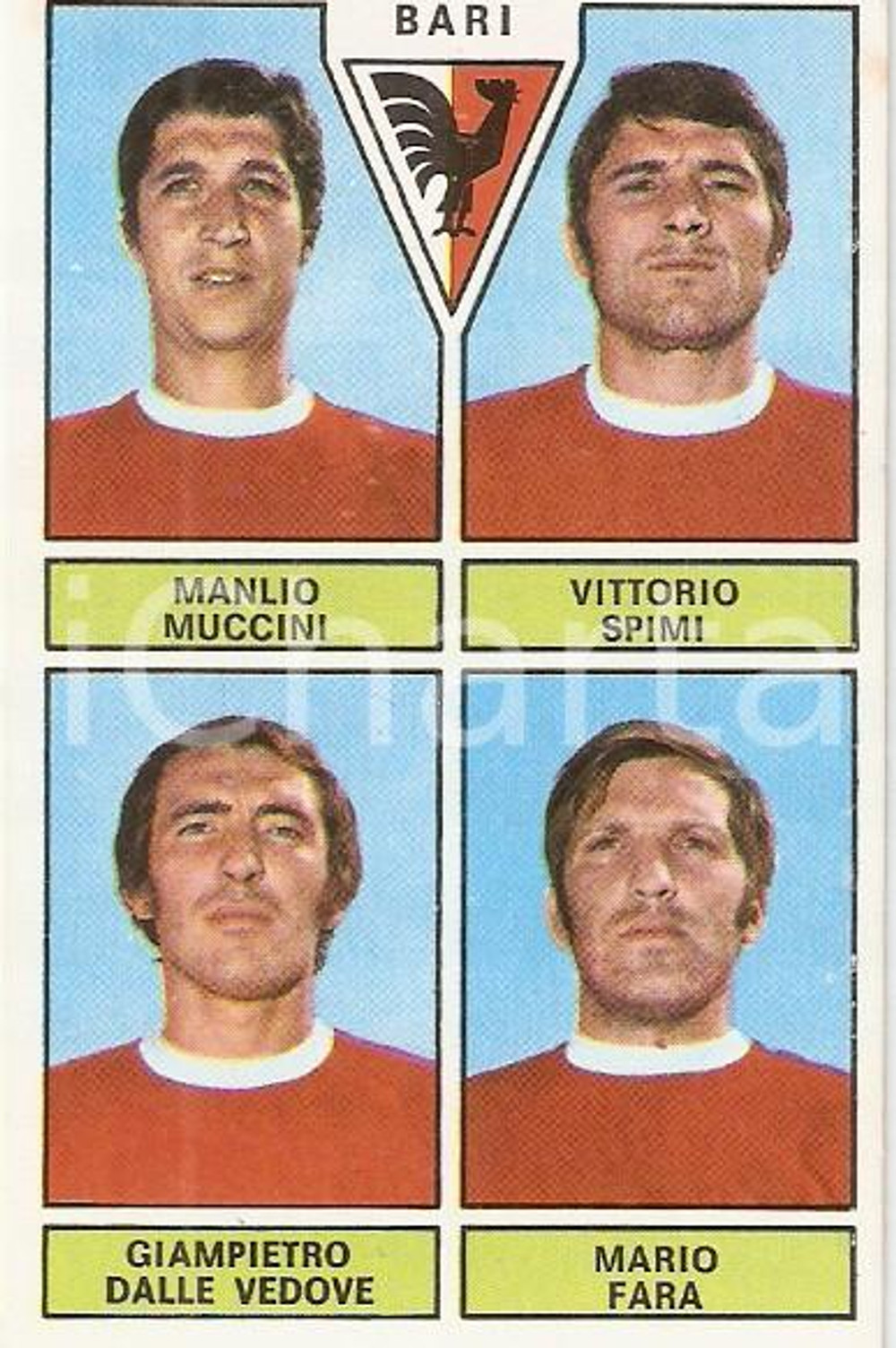 Oggetto da collezione cartaceo PANINI CALCIATORI 1971  1972 Figurina BARI Muccini Spimi Dalle Vedove Fara 2 1