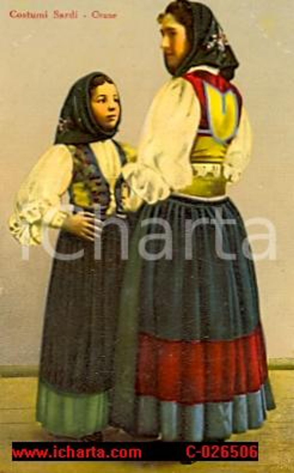 Cartolina originale da collezione 1930 ca ORUNE (NU) Donna e bambina in costume sardo *Cartolina ILLUSTRATA (2) 1