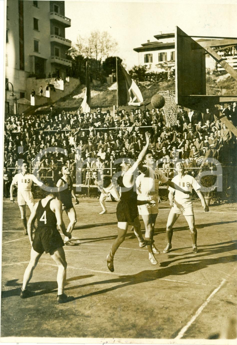 Fotografia d epoca originale 1937 ROMA Pallacanestro Squadra GUF ITALIA batte FRANCIA Foto 2 1