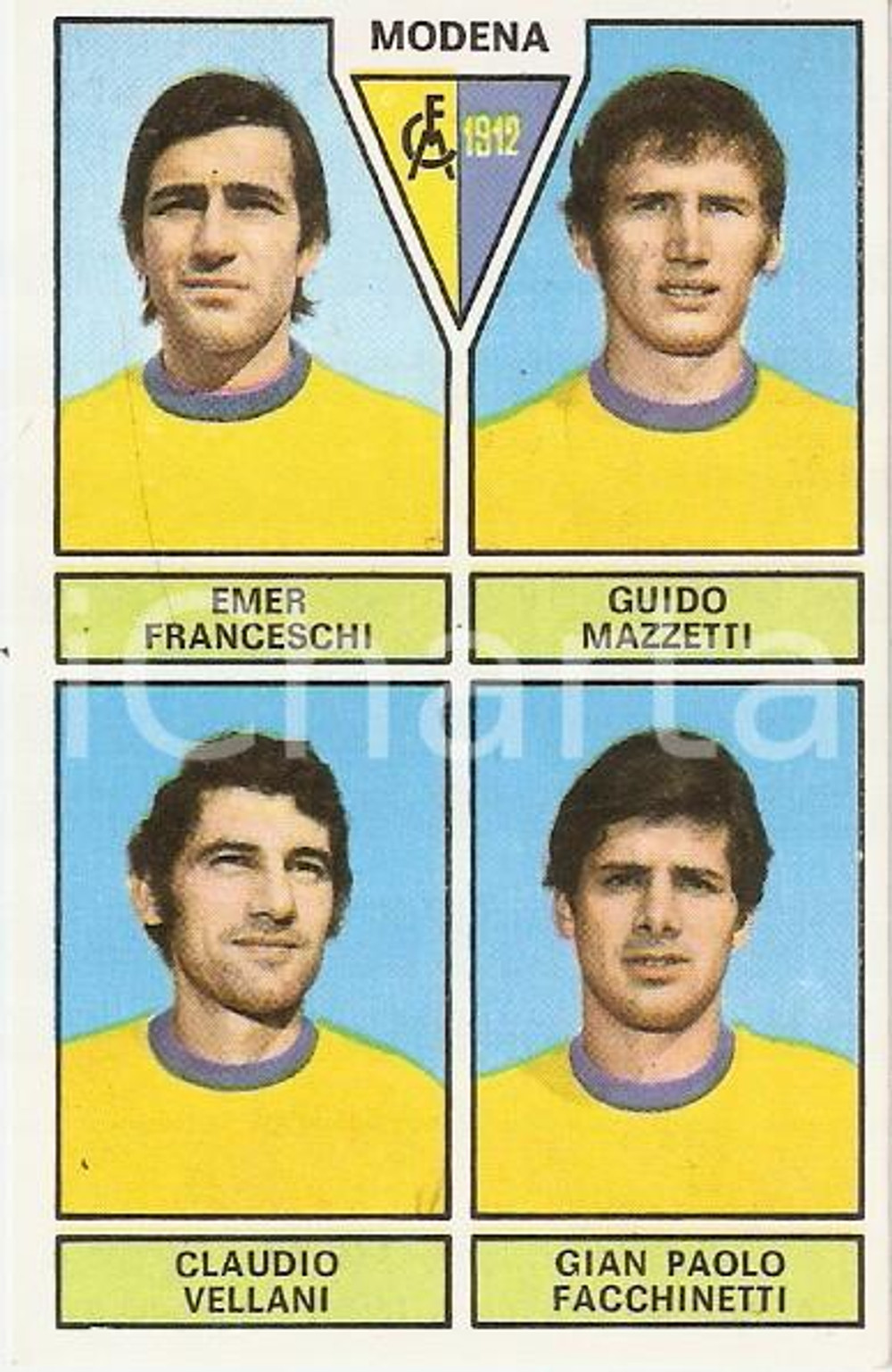 Oggetto da collezione cartaceo PANINI CALCIATORI 1971  1972 MODENA Franceschi Mazzetti Vellani Facchinetti 3 1