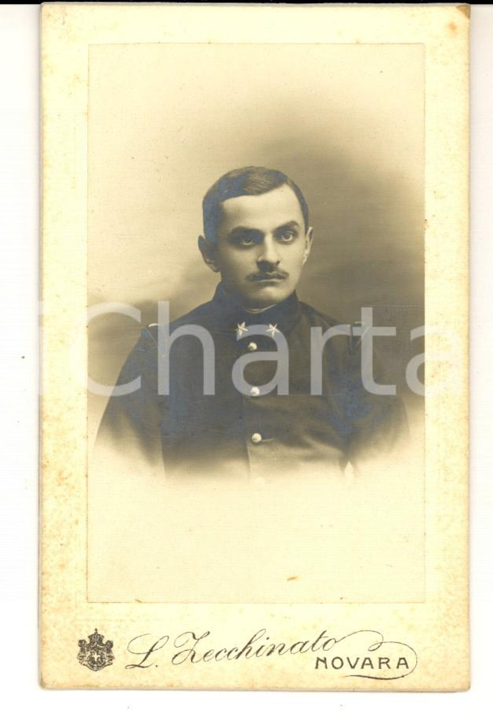 Fotografia d'epoca originale 1900 ca NOVARA Ritratto di ufficiale di fanteria *Foto Lorenzo ZECCHINATO 1