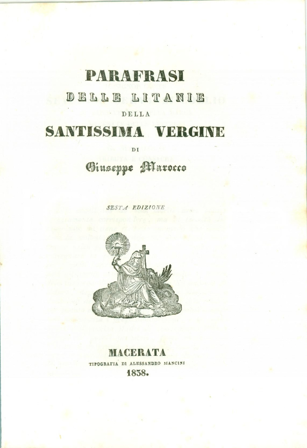 Oggetto da collezione cartaceo 1838 Giuseppe MAROCCO Parafrasi litanie Santissima VERGINE 6^ edizione (6) 1