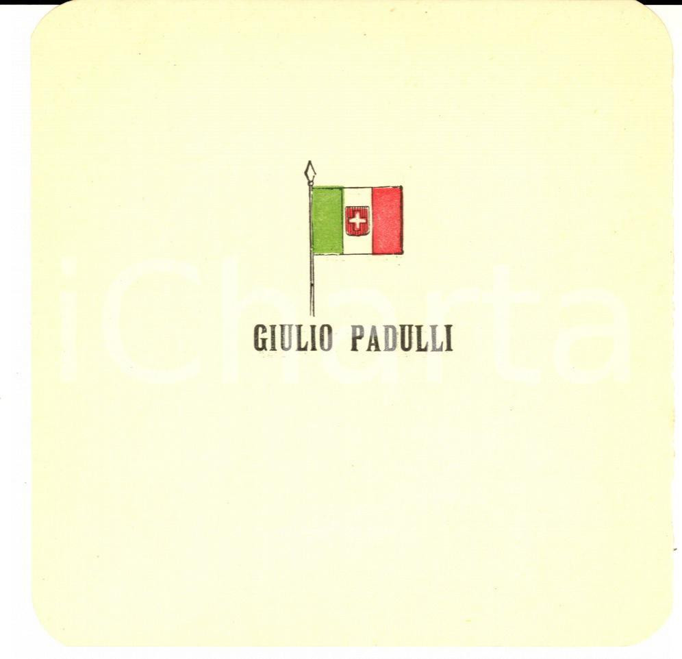Oggetto da collezione cartaceo 1920 ca PROPAGANDA ELETTORALE Cartoncino conte Giulio PADULLI 12x12 4 1