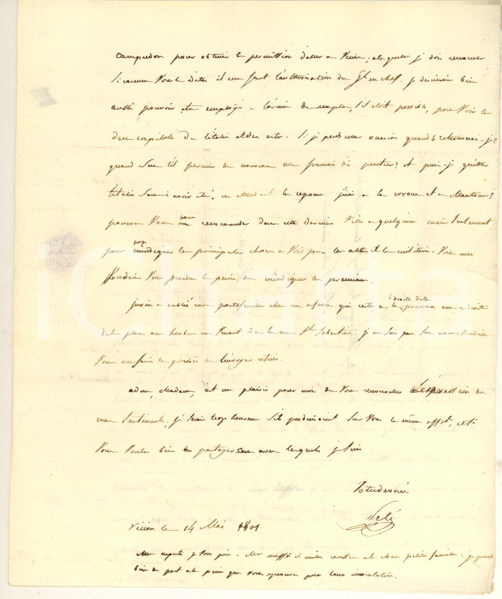 Autografo originale 1801 ARMEE D ITALIE JeanJacques Germain PeletClozeau   LETTERA AUTOGRAFA 1