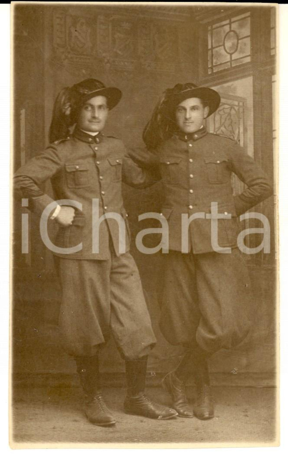 Fotografia d epoca originale 1925 ca LIVORNO REGIO ESERCITO Ritratto di due bersaglieri Foto PIACENTINI 2 1