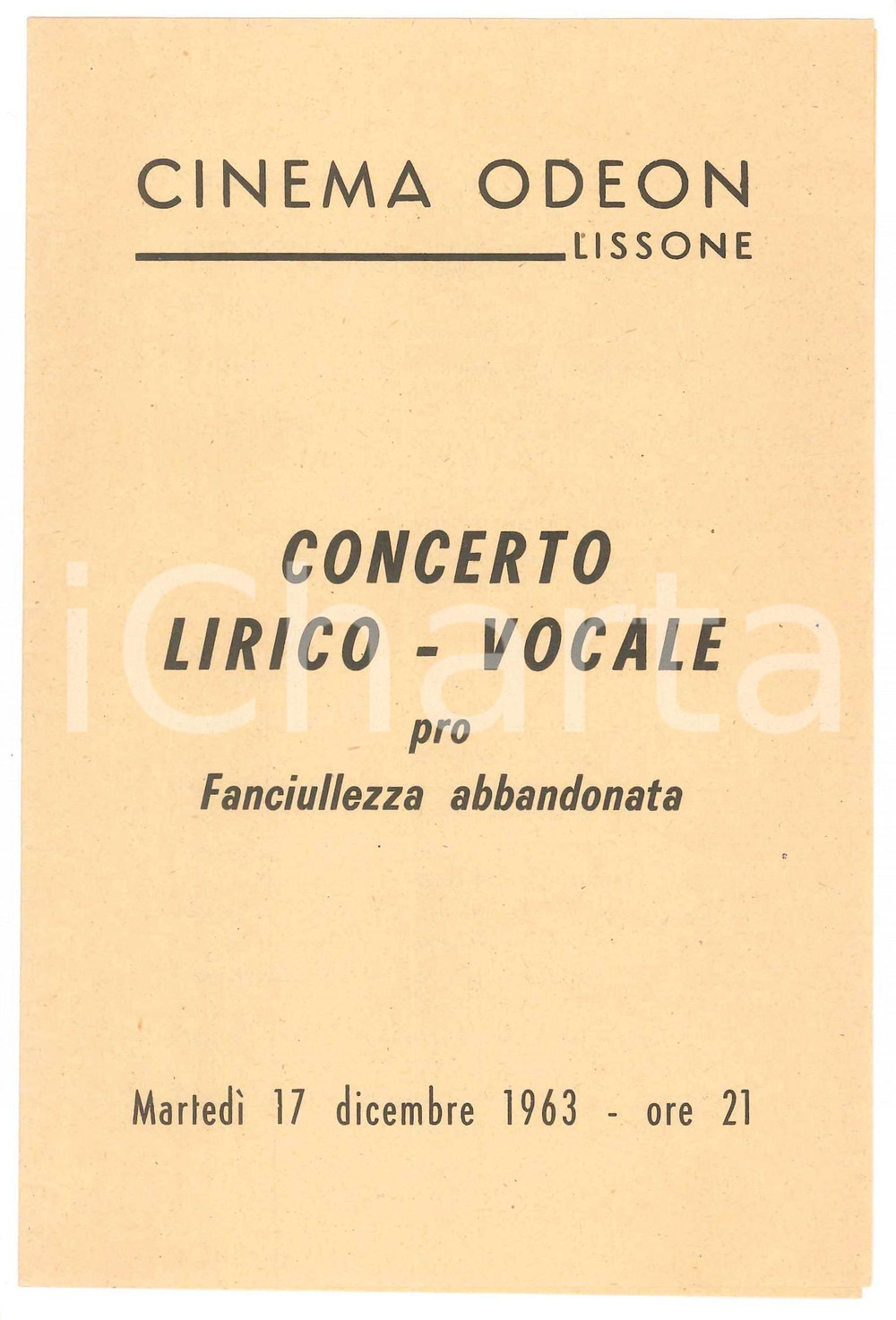 Oggetto da collezione cartaceo 1963 LISSONE Cinema Odeon  Concerto pro fanciullezza abbandonata  Programma 4 1