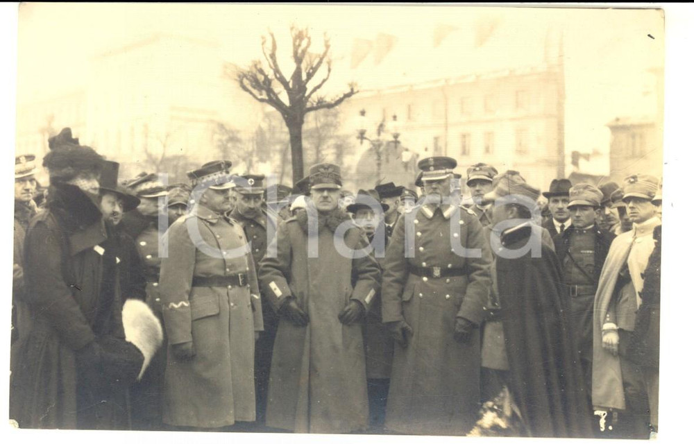 Fotografia d epoca originale 1920 VARSAVIA Ministro Francesco TOMMASINI tra i generali polacchi Foto 1
