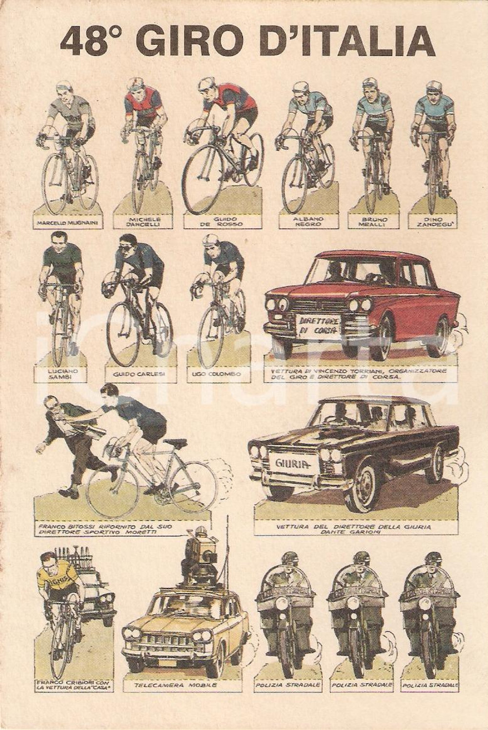 Cartolina originale da collezione 1965 48° GIRO D'ITALIA I grandi protagonisti - Cartolina FG NV (10) 1