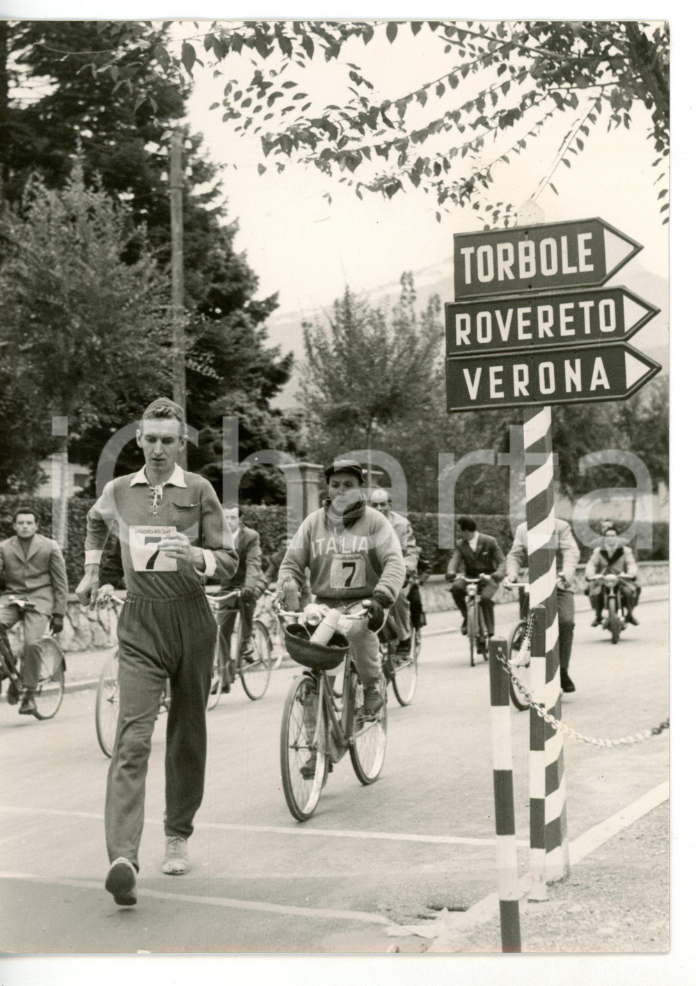 1956 RIVA DEL GARDA - 100 KM DI MARCIA Passaggio John LJUNGGREN Foto 13x18 Fotografia d'epoca, con didascalia coeva al verso. CONDIZIONI: GFORMATO: 13x18 cm     originale e autentica 1