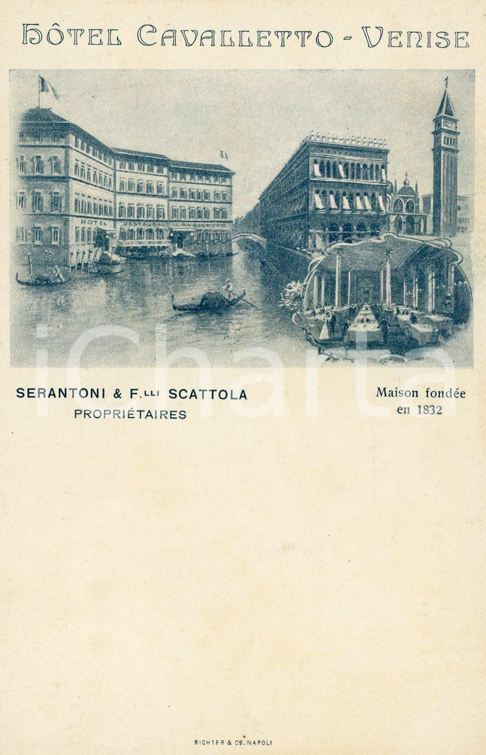 Cartolina originale da collezione 1900 ca VENEZIA Hotel Cavalletto  Cartolina postale ILLUSTRATA FP NV 1