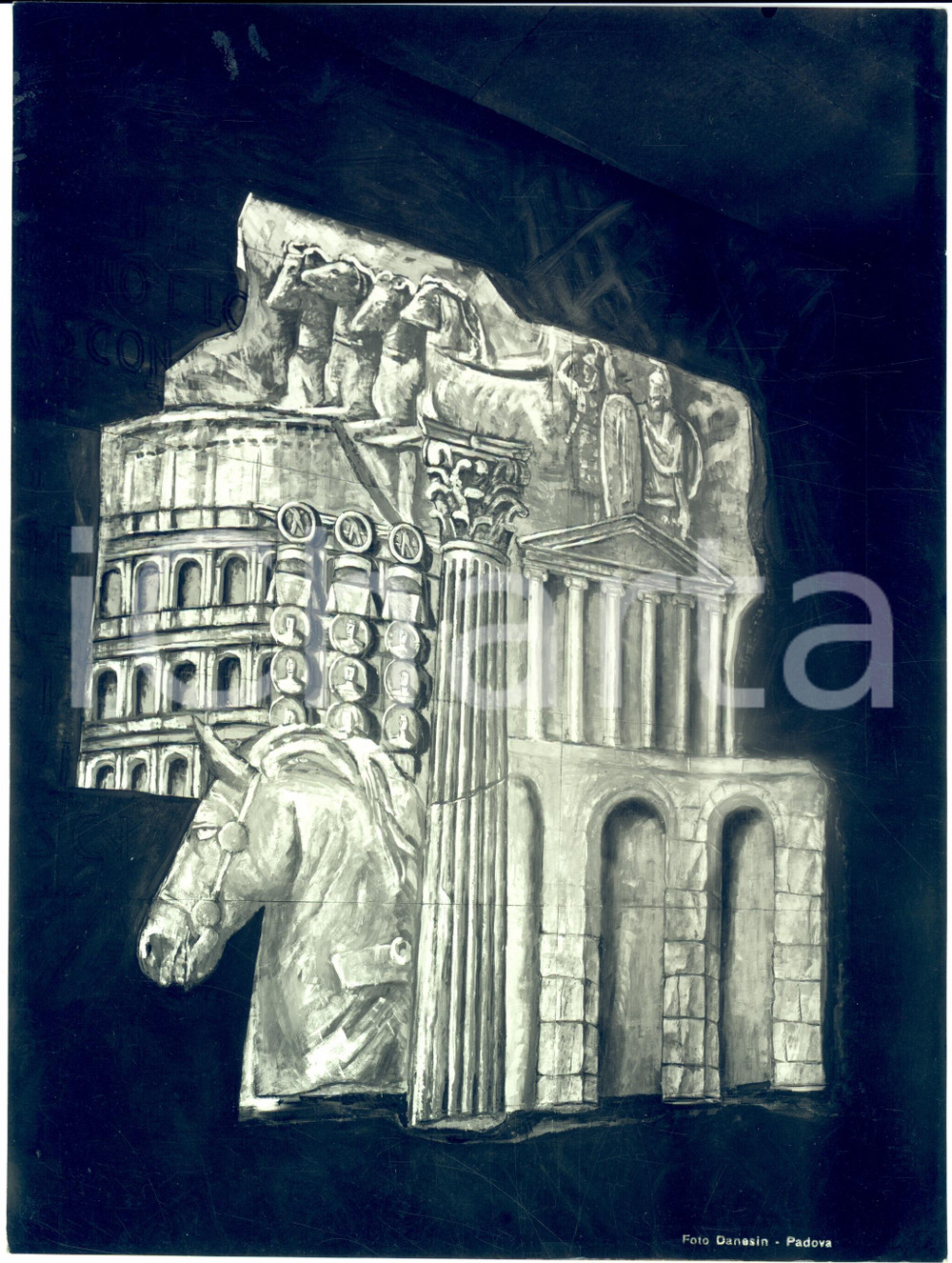 Fotografia d epoca originale 1938 PADOVA Pittura murale Dino LAZZARO per Ventennale Vittoria Fotografia 1