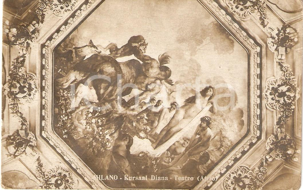 Cartolina originale da collezione 1915 ca. MILANO Kursaal Diana - Particolare atrio del teatro FP NV 1
