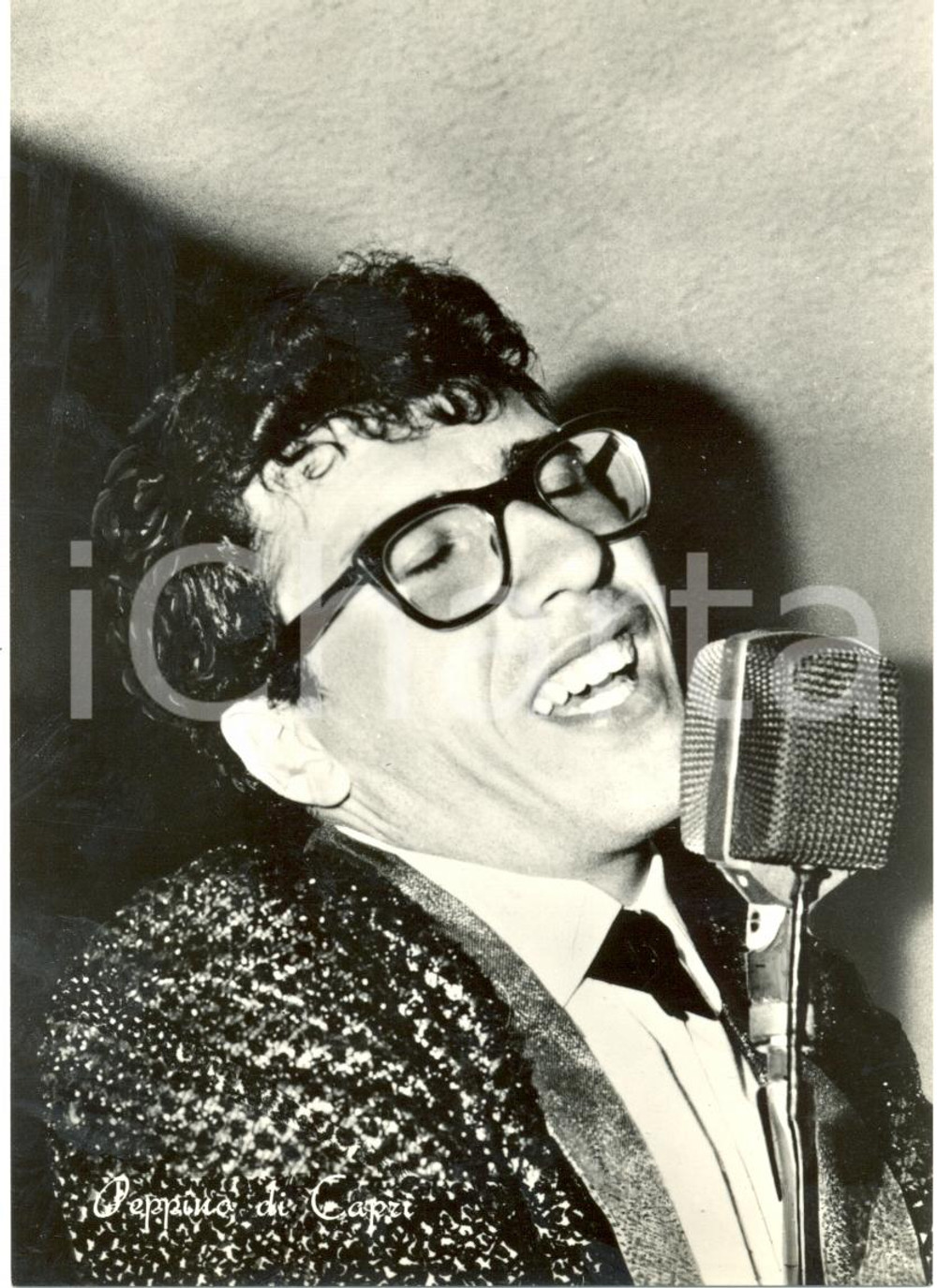 Cartolina originale da collezione 1960 ca MUSICA Peppino DI CAPRI canta al microfono Cartolina 1 1