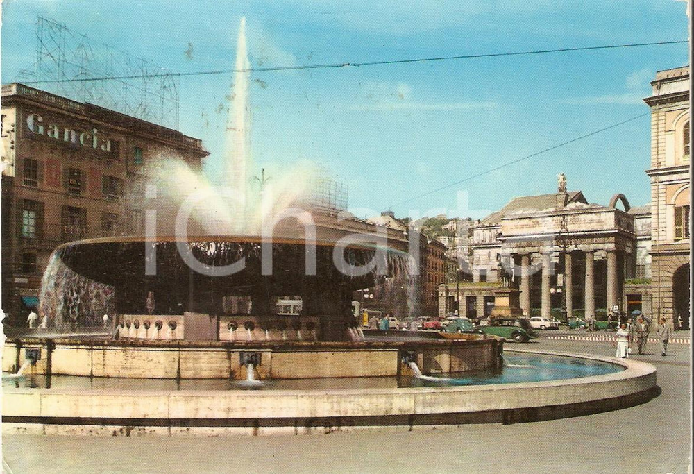 Cartolina originale da collezione 1962 GENOVA Piazza DE FERRARI Teatro Carlo Felice e Insegna GANCIA Cartolina 1