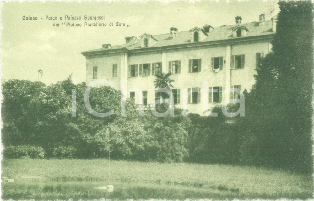 Cartolina originale da collezione 1917 CALUSO TO Palazzo SPURGAZZI Plotone Presidiario di Cura Cartolina 2 1
