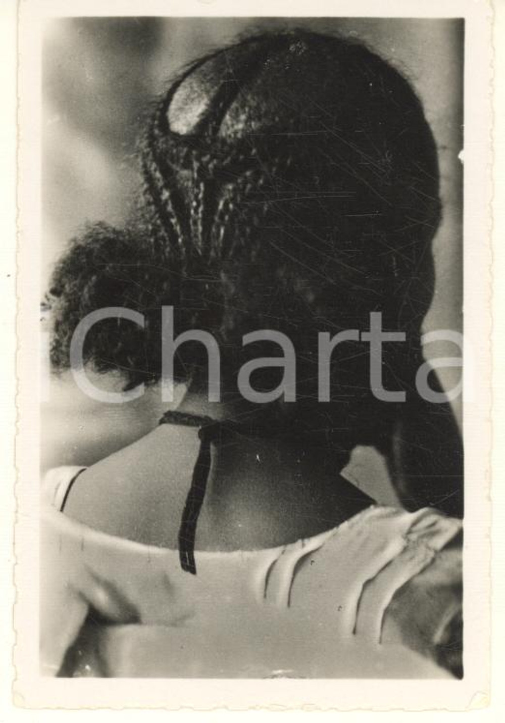 Fotografia d epoca originale 1935 ca A.O.I. ETIOPIA COSTUMI Pettinatura tradizionale VERA FOTO 6x9 cm 1