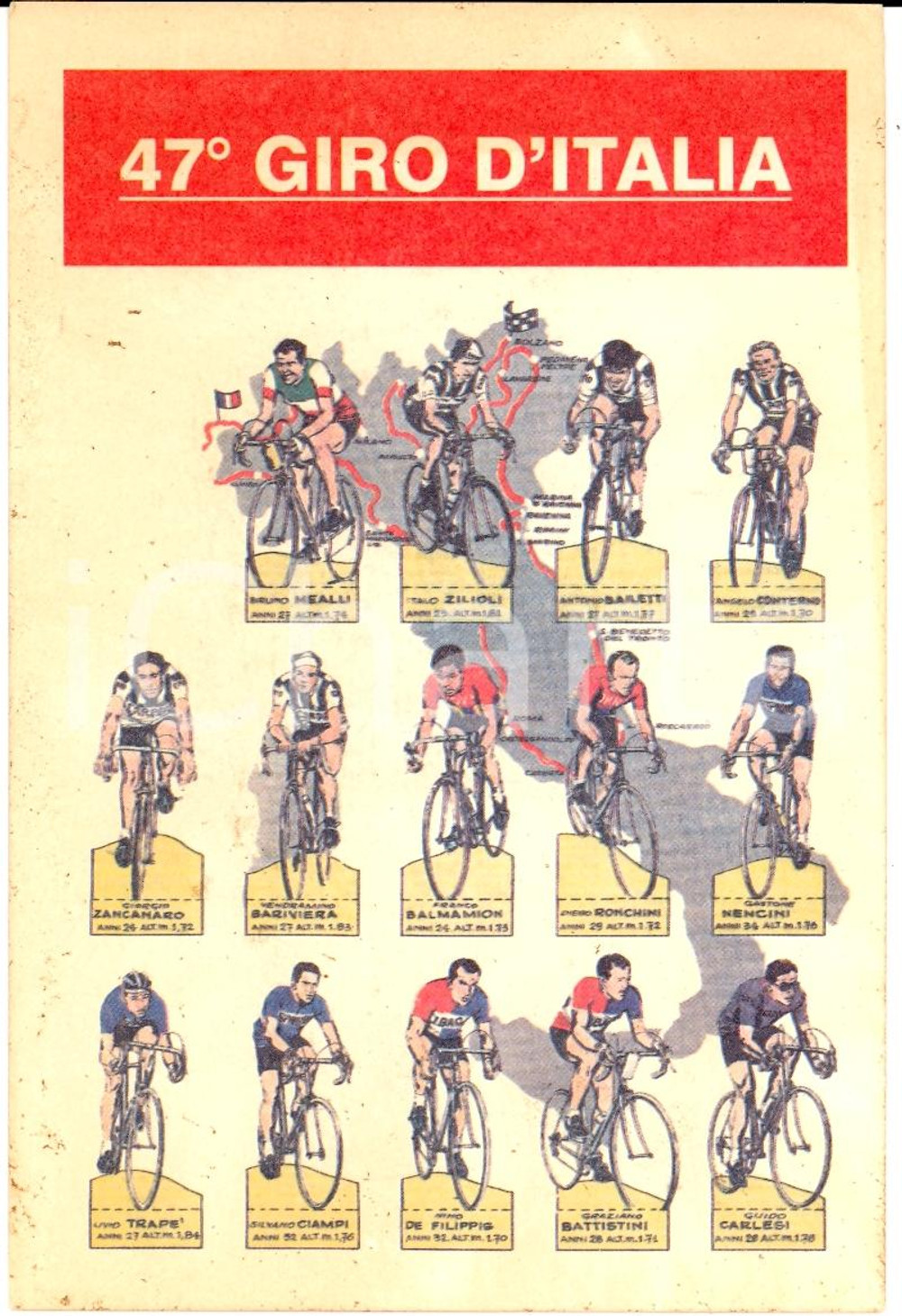 Cartolina originale da collezione 1964 47°GIRO D'ITALIA Cartolina illustrata FG NV (4) 1