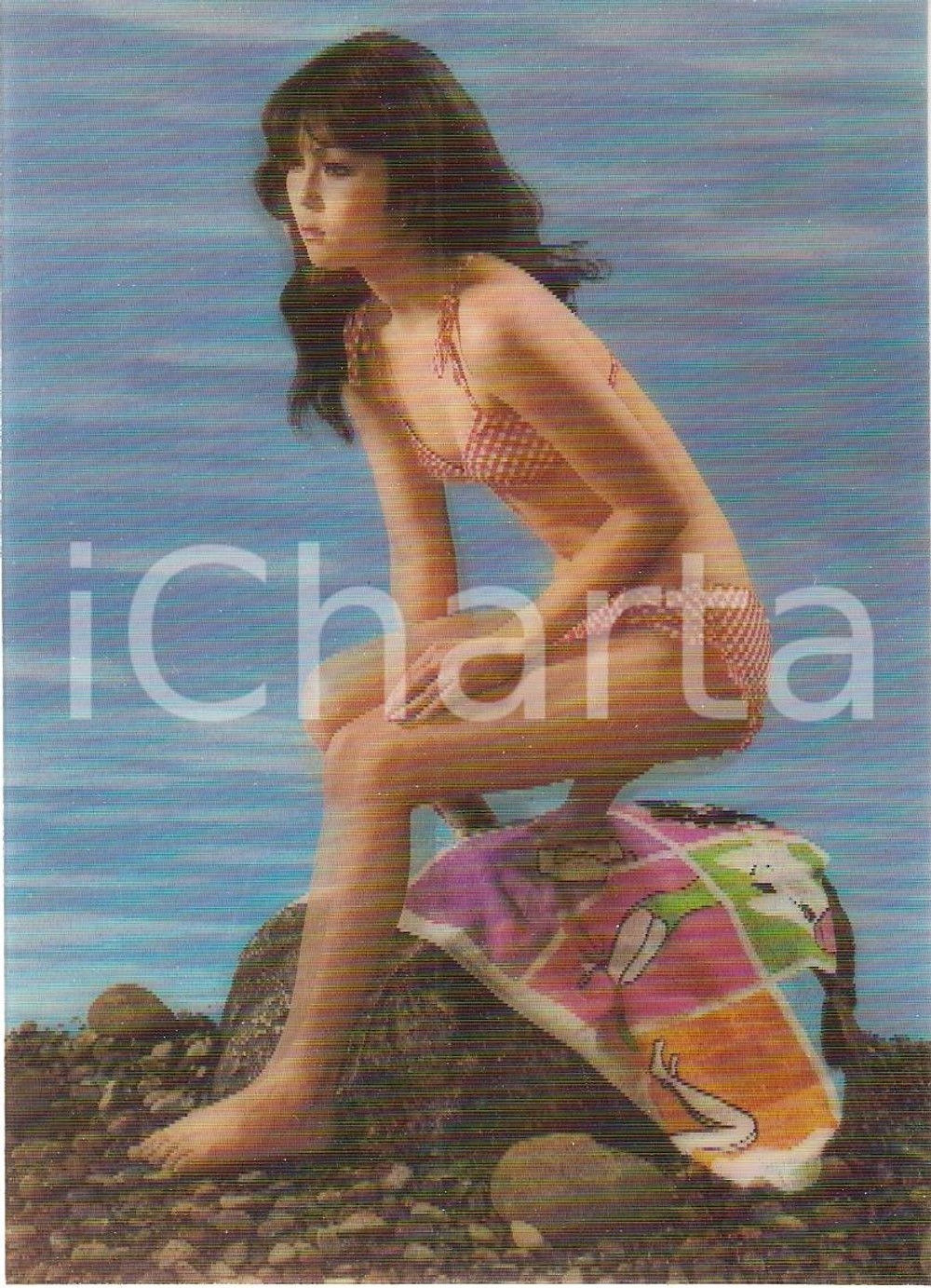 Cartolina originale da collezione 1970 TOKYO Cartolina NAKED WOMAN AT THE SEA Bikini OLOGRAFICA 2 1