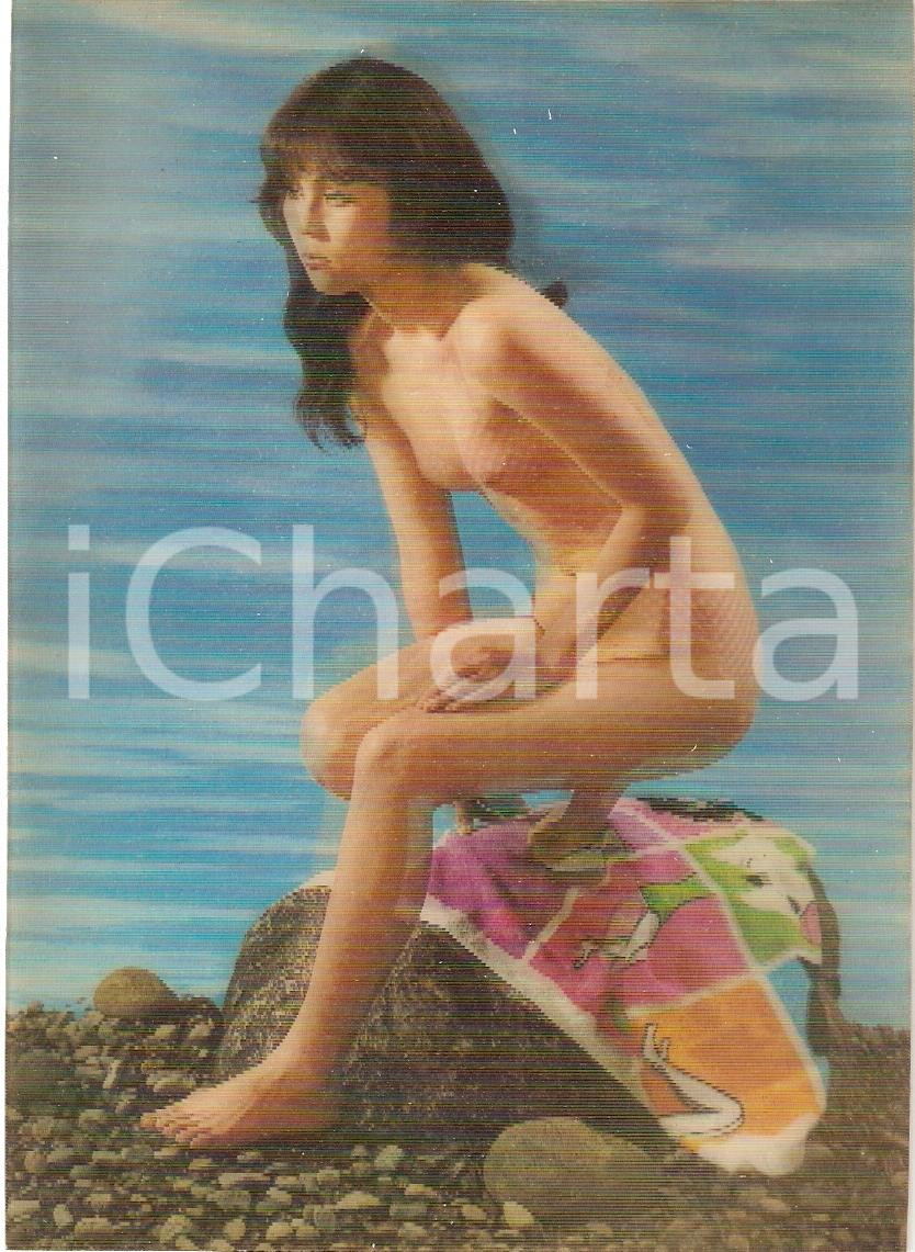 Cartolina originale da collezione 1970 TOKYO Cartolina NAKED WOMAN at the sea Bikini OLOGRAFICA 3 1