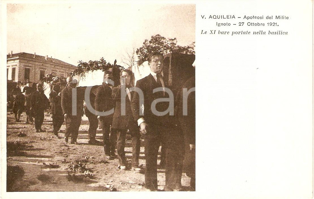 Cartolina originale da collezione 1940 ca AQUILEIA Apoteosi MILITE IGNOTO 1921 Processione Bare CANDIA SOLONA 2 1