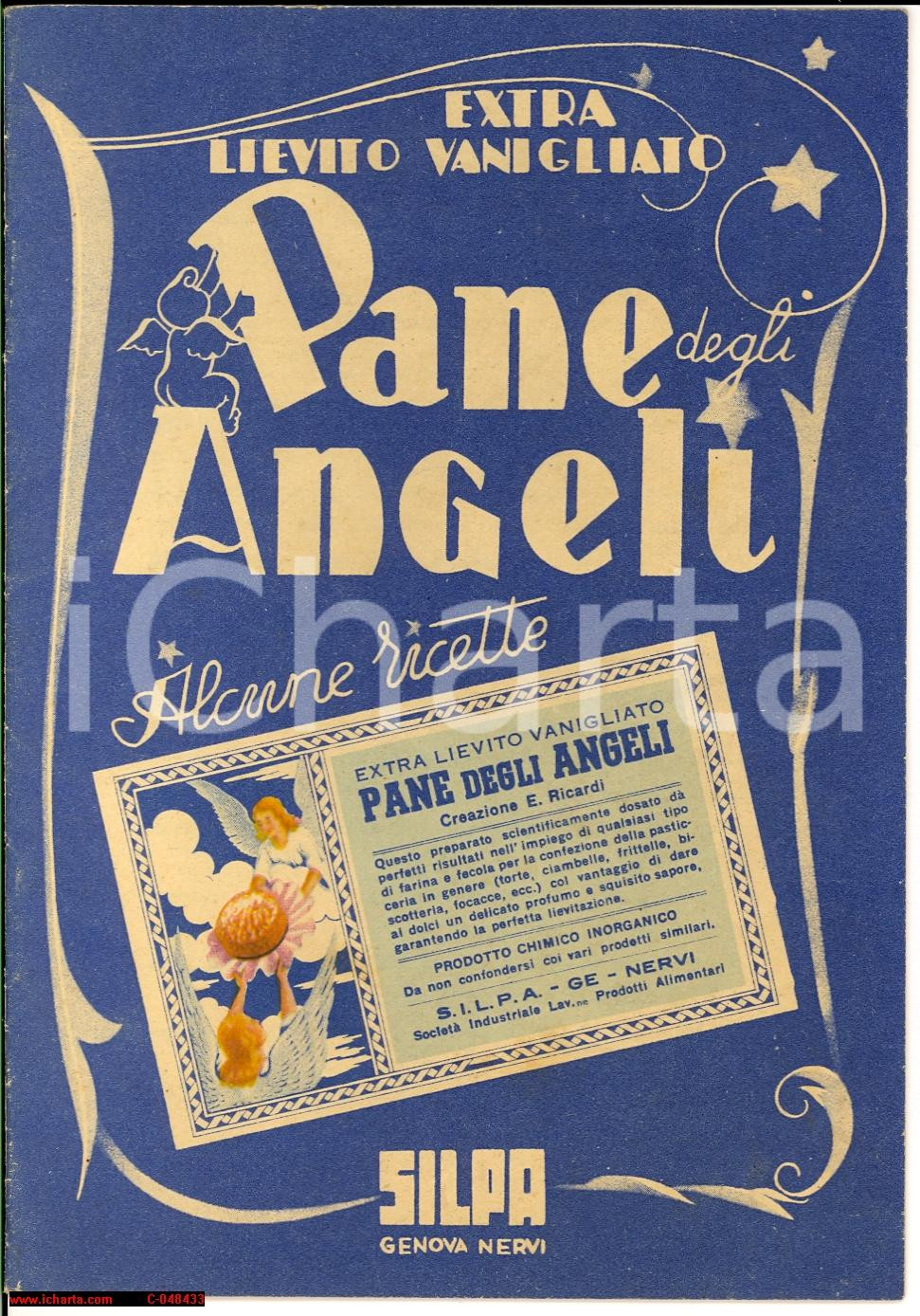 Materiale pubblicitario d’epoca 1950 ca GENOVA NERVI  SILPA  Ricettario lievito PANE degli ANGELI 1 1