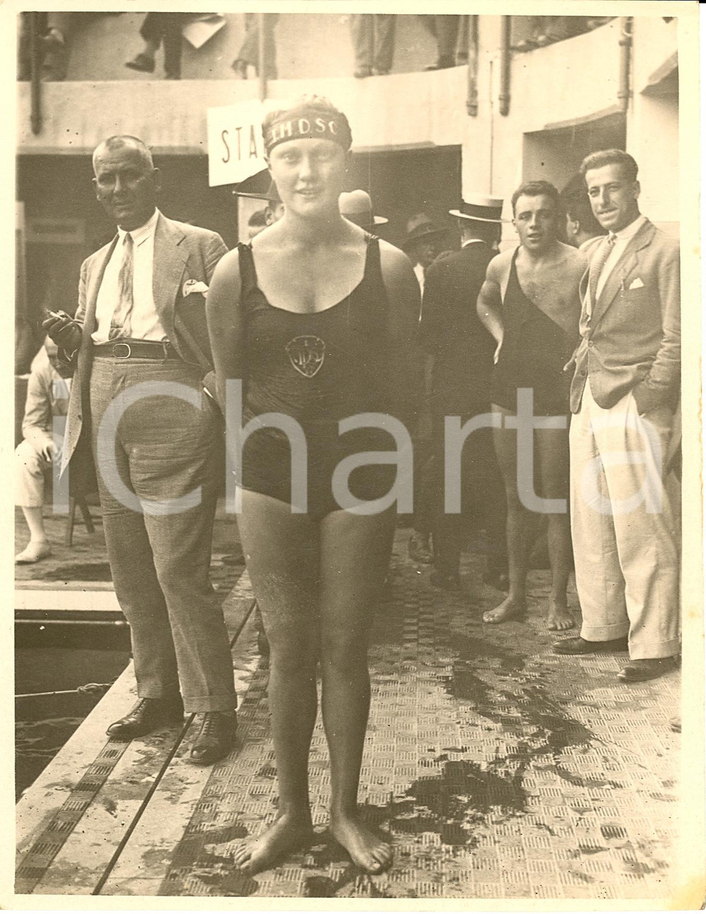 Fotografia d epoca originale 1935 ca MILANO Partecipante a campionati nuoto del GUF  Foto 3 1