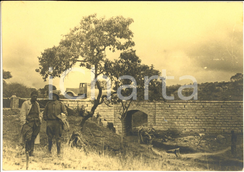 Fotografia d epoca originale 1938  AOI NEGHELLI ETIOPIA Costruzione nuovo ponte in pietra Fotografia 1 1