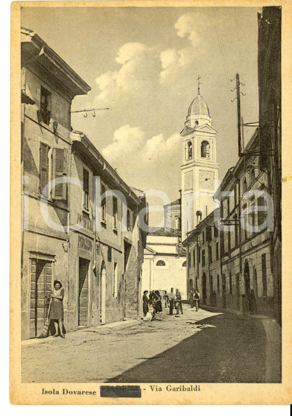Cartolina originale da collezione 1950 ca ISOLA DOVARESE CR Via Garibaldi Cartolina postale FG NV 2 1