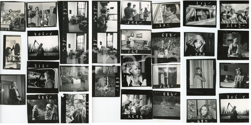 1970 ca BOLERO (?) Lotto di 30 provini per FOTOROMANZO Lotto di 30 provini fotografici di dimensioni differenti, realizzati per un fotoromanzo (su uno dei provini compare la scritta "A. Bolero").  FAIR/discreto Alcuni provini presentano piegature agli angoli  originale e autentica 1