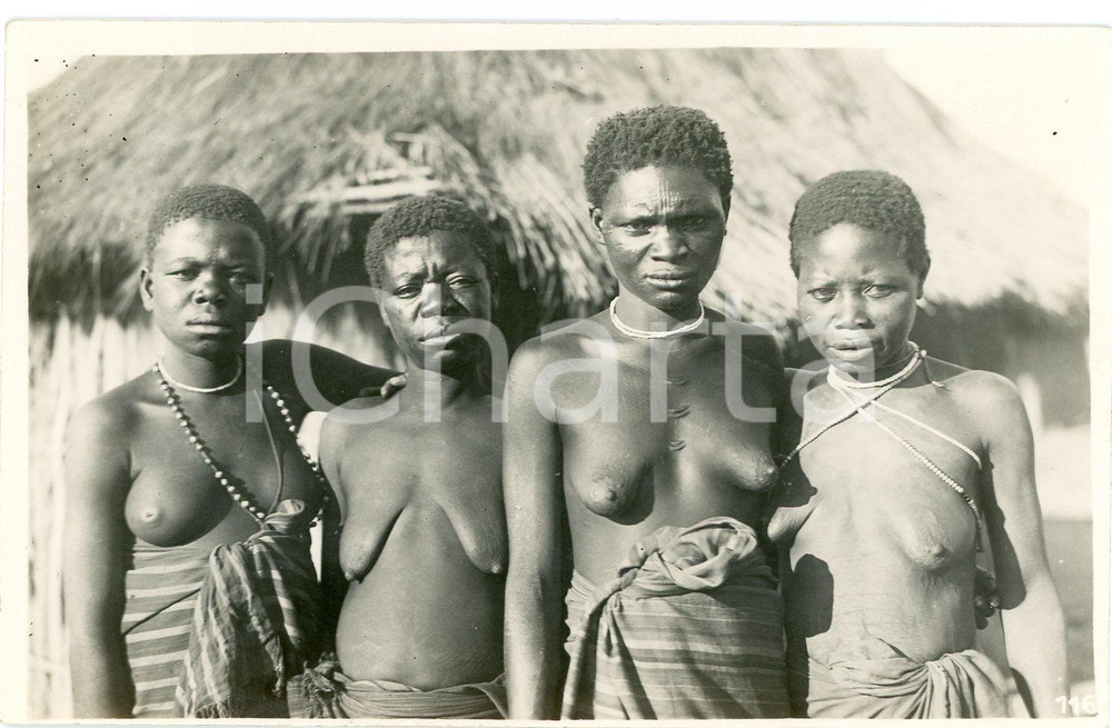 Fotografia d epoca originale 1930 ca CONGO BELGE  Quatre femmes  ETHNIC NUDE  Photo L. GABRIEL 116 1