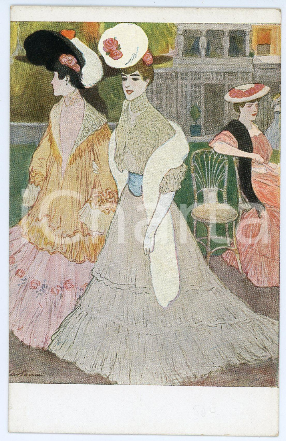 1920 ca Artist Juan CARDONA Champs Elysées - Carte postale Serie XXVIII - 3  Cartolina postale d'epoca, non viaggiata.CONDIZIONI: GEDITORE: G. Hirt's Verlag, MunchenFORMATO: FP    originale e autentica 1