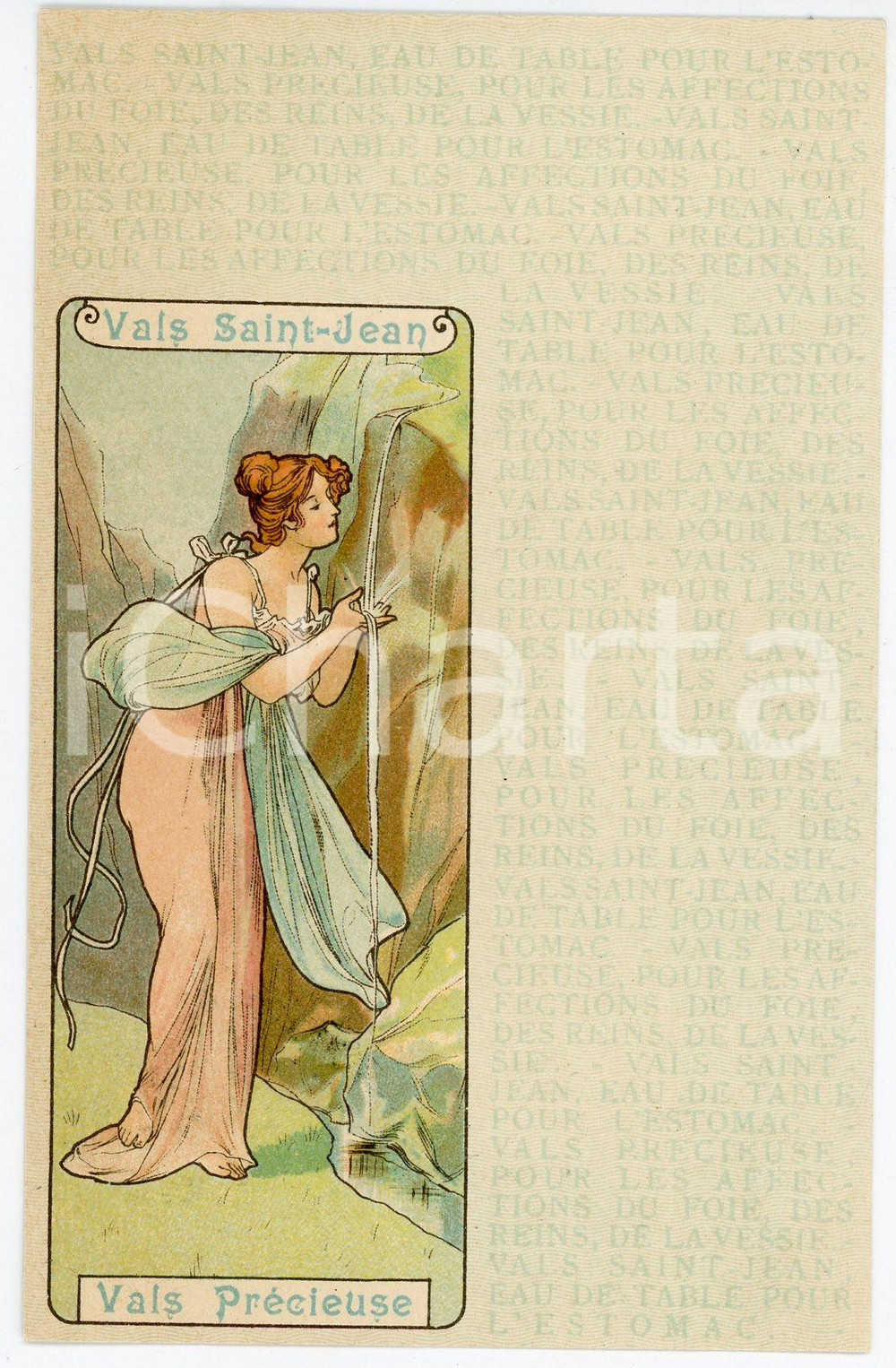 Cartolina originale da collezione 1900 ca ART NOUVEAU Eau de table Vals SAINTJEAN Vals Précieuse 1 Postcard 1