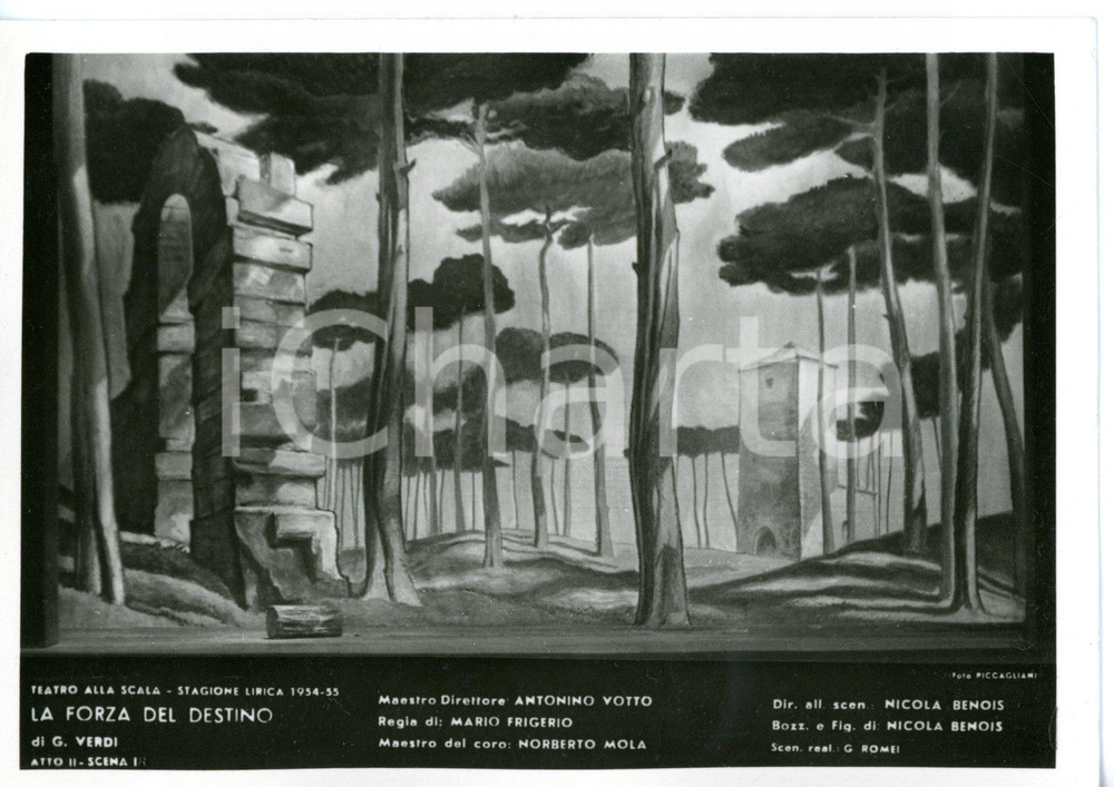1954 MILANO Teatro alla SCALA "La Forza del Destino" - Atto II *Foto seriale Fotografia seriale, che ritrae un allestimento d'opera al Teatro alla Scala di Milano. CONDIZIONI: G (ma lieve alone visibile in controluce)FORMATO: 14x10 cm    originale e autentica 1