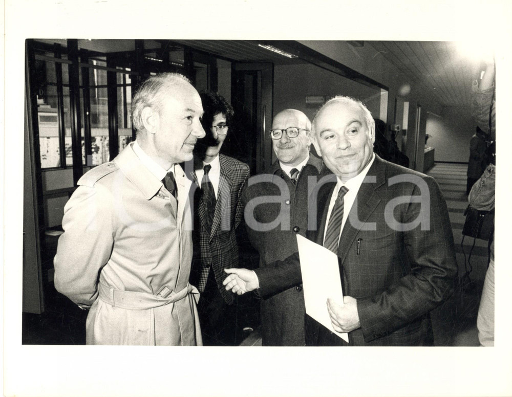 Fotografia d epoca originale 1986 MILANO Ettore FUMAGALLI con Salvatore LIGRESTI  Foto 25x20 cm 1