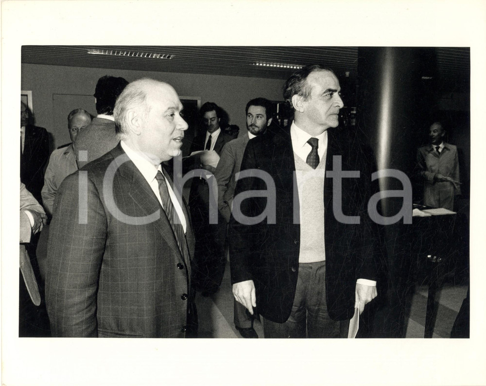 Fotografia d epoca originale 1986 MILANO Salvatore LIGRESTI con Piero BASSETTI  Foto 25x20 cm 1