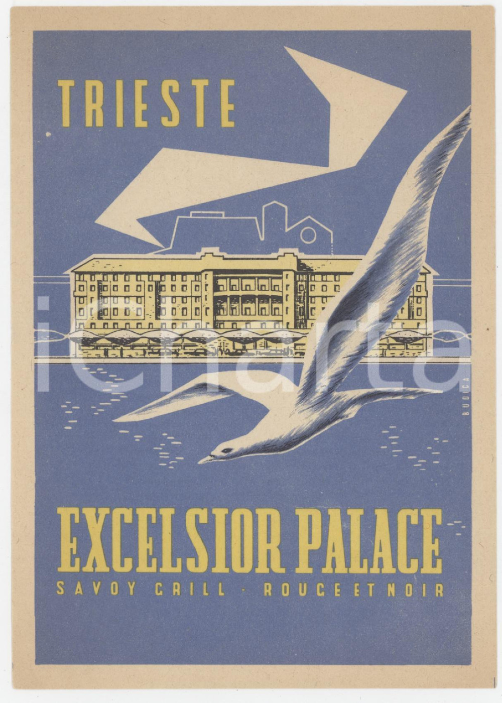 1930 ca TRIESTE Excelsior Palace - Savoy Grill - Rouge et noir - Etichetta (2) Etichetta d'epoca.  GOOD/buono  Formato: 8x8 originale e autentica 1