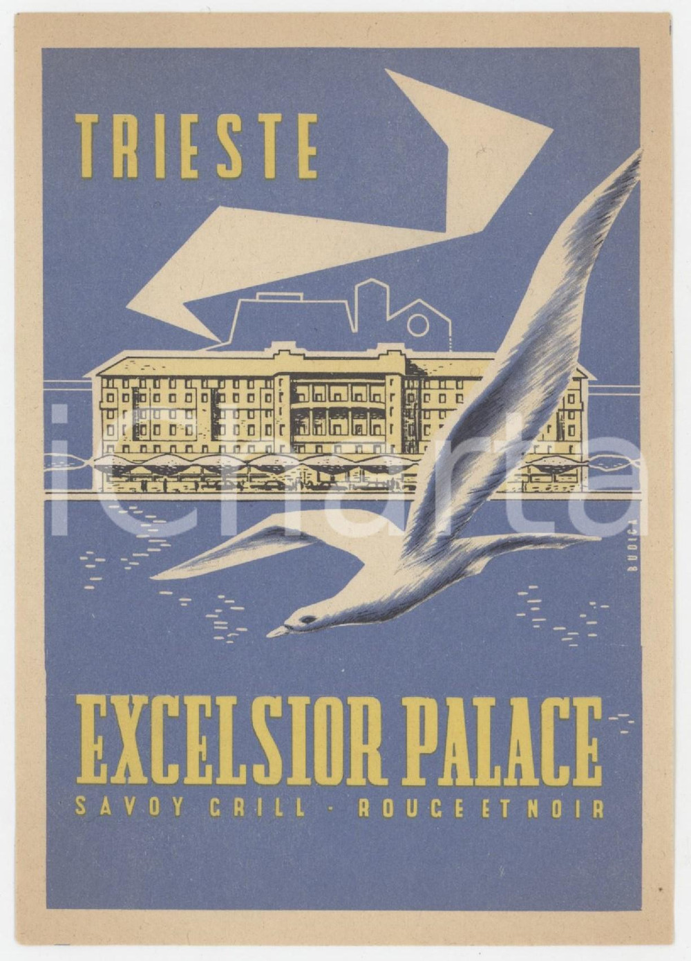 1930 ca TRIESTE Excelsior Palace - Savoy Grill - Rouge et noir - Etichetta (3) Etichetta d'epoca.  GOOD/buono  Formato: 8x8 originale e autentica 1
