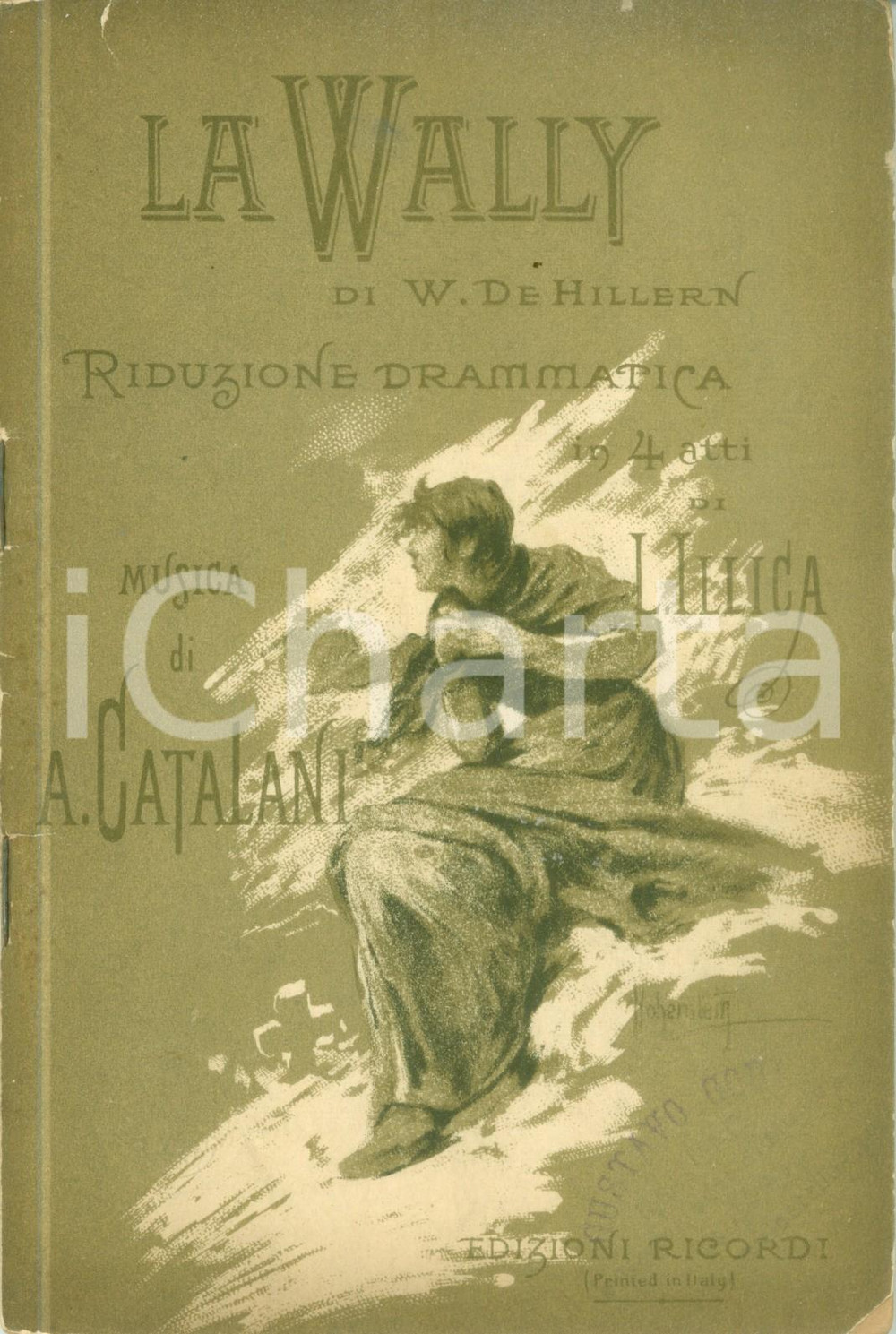 Oggetto da collezione cartaceo 1910 ca Alfredo CATALANI La Wally Libretto opera Ed. RICORDI 5 1