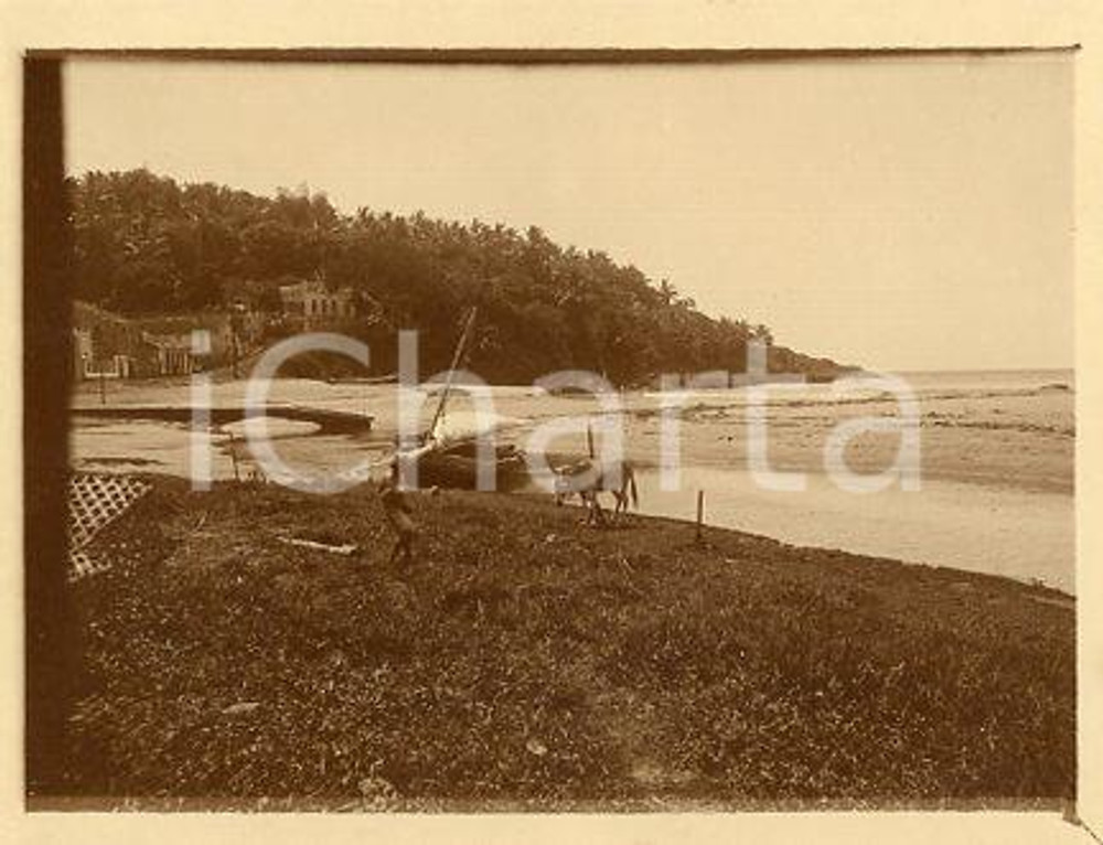 1925 ca BRASILE RIO DE JANEIRO Veduta di una spiaggia *Foto animata 12x9 cm Fotografia originale d'epoca.La fotografia proviene da un più vasto album che documenta i viaggi di una famiglia attraverso l'Europa, il Nord Africa e il Sud America.Rappresenta un'interessante testimonianza di viaggi verso luoghi esotici e lontani o verso i principali monumenti dell'Europa dell'epoca. GOOD/buono  Formato: 12x9 cm originale e autentica 1