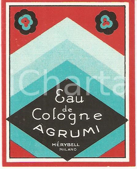 Materiale pubblicitario d’epoca 1950 ca MILANO Profumi MERYBELL Eau de cologne Agrumi Etichetta ILLUSTRATA 4 1
