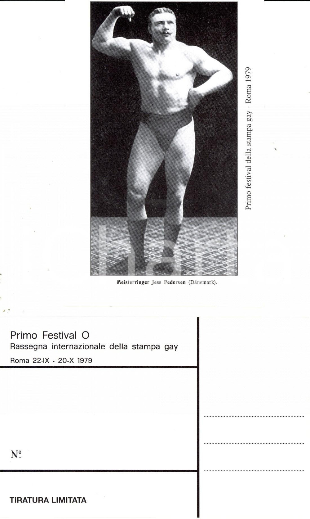 Cartolina originale da collezione 1979 ROMA Primo Festival O STAMPA GAY Lottatore Jess PEDERSEN Cartolina 4 1