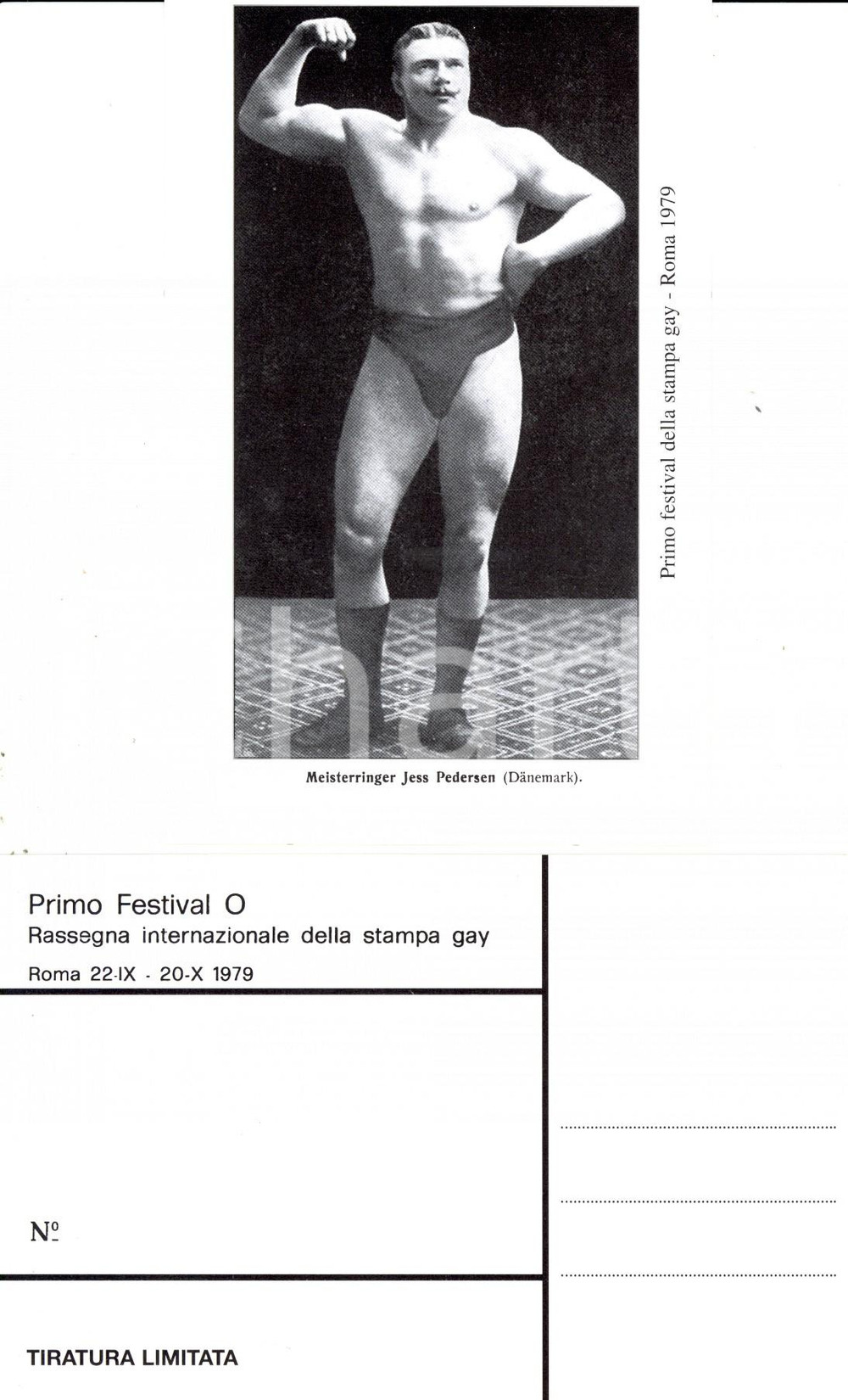 Cartolina originale da collezione 1979 ROMA Primo Festival O STAMPA GAY Lottatore Jess PEDERSEN Cartolina 5 1
