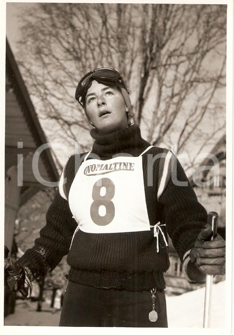 Fotografia d epoca originale 1960 ca SWITZERLAND Campionati SCI ALPINO Anita KERN pronta per la gara 2 1