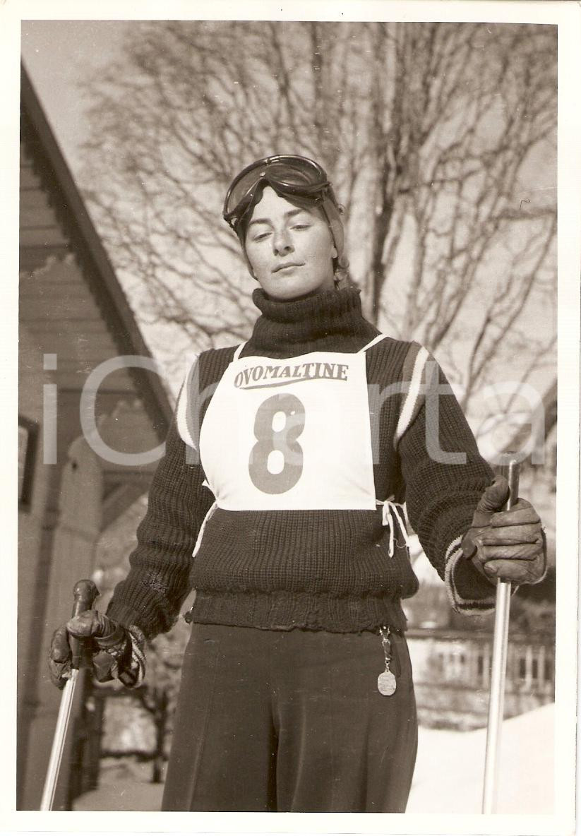 Fotografia d epoca originale 1960 ca SWITZERLAND Campionati SCI ALPINO Anita KERN pronta per la gara 4 1