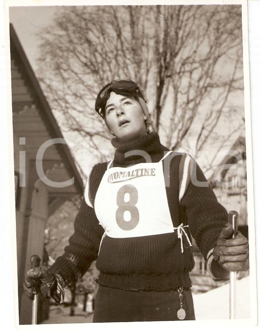 Fotografia d epoca originale 1960 ca SWITZERLAND Campionati SCI ALPINO Anita KERN pronta per la gara 5 1